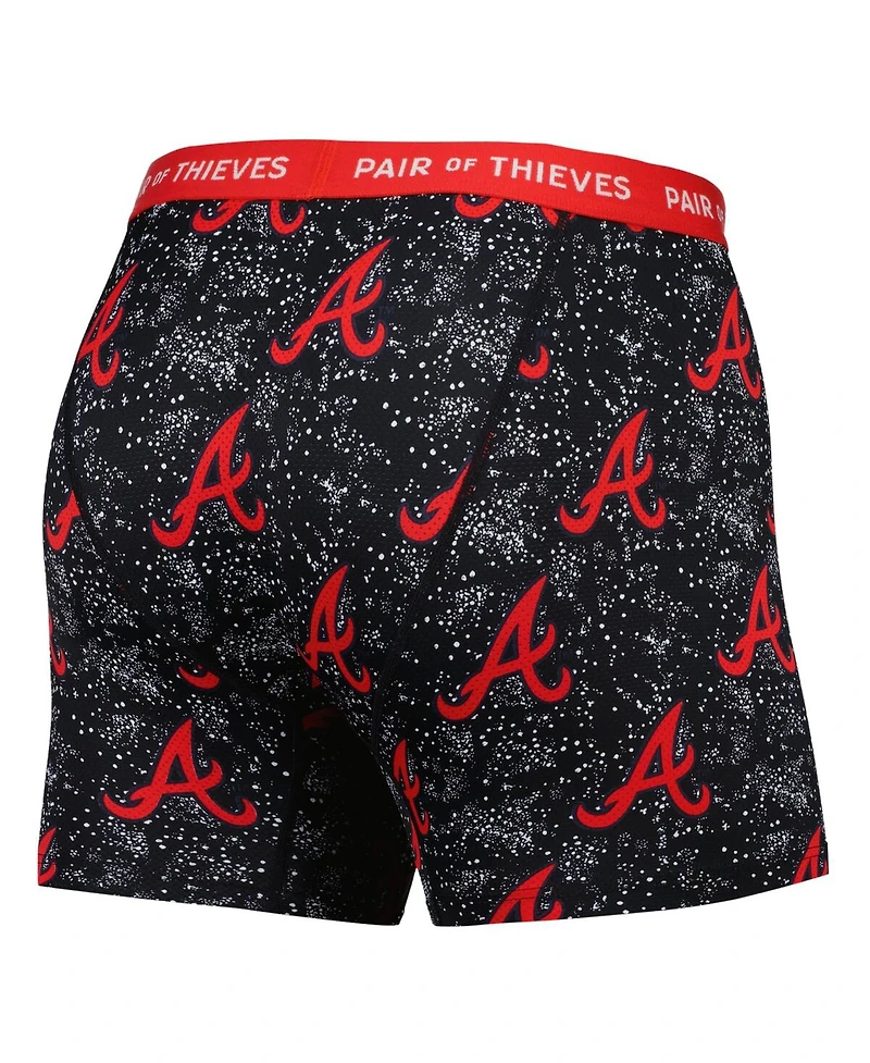 Men's Pair of Thieves Gray, Black Atlanta Braves Super Fit 2-Pack Boxer Briefs Set