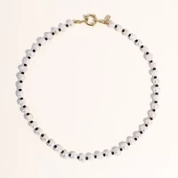 18K Gold Plated Freshwater Pearl with Black Japanese Beads - Victoria Necklace 17" For Women