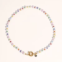 Joey Baby 18K Gold Plated Freshwater Pearls with Colored Glass Beads - Amber Necklace 17" For Women