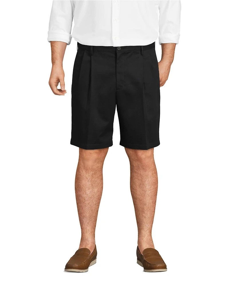 Lands' End Big & Tall No Iron 9" Comfort Waist Pleated Front Chino Short