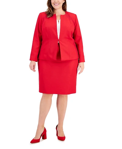 Le Suit Plus Houndstooth Pencil Skirt Set