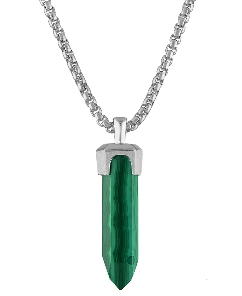 Bulova Men's Icon Malachite Pendant Necklace in Sterling Silver, 24" + 2" extender