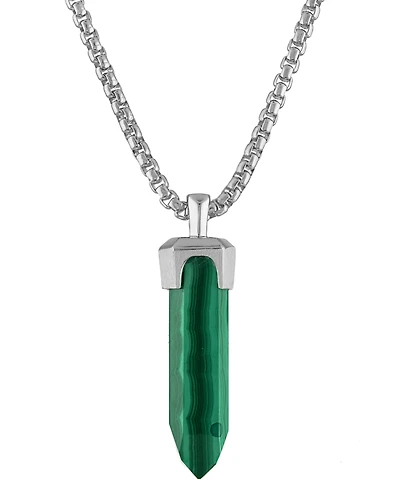 Bulova Men's Icon Malachite Pendant Necklace in Sterling Silver, 24" + 2" extender