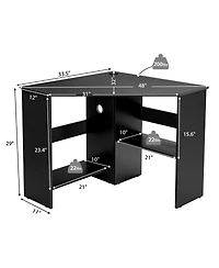 Costway Corner Computer Desk Triangle Writing Workstation w/ Storage Shelf