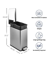 12 Gal/ 45 Liter Slim Stainless Steel Step-on kitchen Trash Can