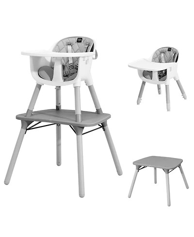 Costway Toddler 4 in 1 High Chair Convertible Table Chair Set with Pu Cushion