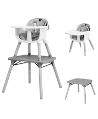 Costway Toddler 4 in 1 High Chair Convertible Table Chair Set with Pu Cushion