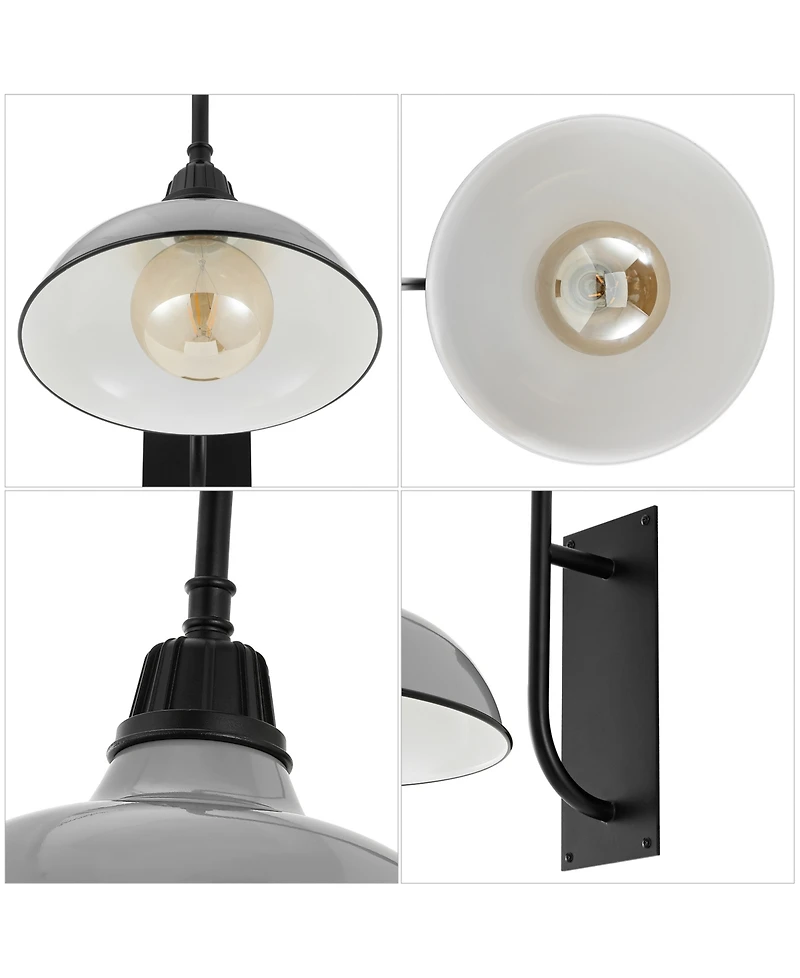 Stanley 12.25" 1-Light Farmhouse Industrial Indoor, Outdoor Iron Led Gooseneck Arm Sconce