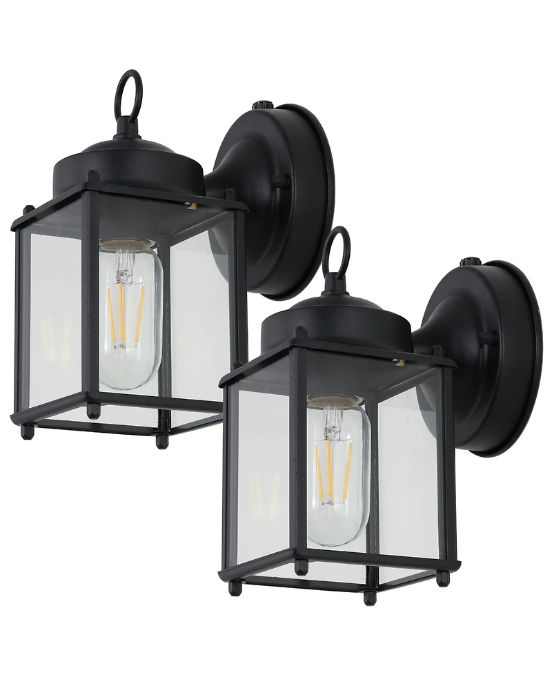 Boston 4.25" 1-Light Farmhouse Industrial Iron, Glass Outdoor Led Sconce, Set of 2