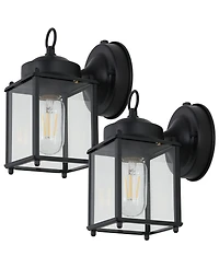 Boston 4.25" 1-Light Farmhouse Industrial Iron, Glass Outdoor Led Sconce, Set of 2