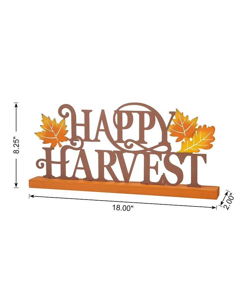 Glitzhome 18" L Wood Metal Happy Harvest Table Decor