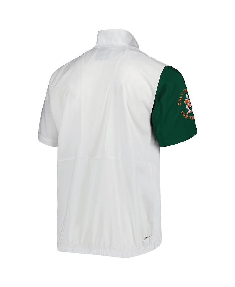 Men's adidas White Miami Hurricanes M Stm Aeroready Half-Zip Jacket