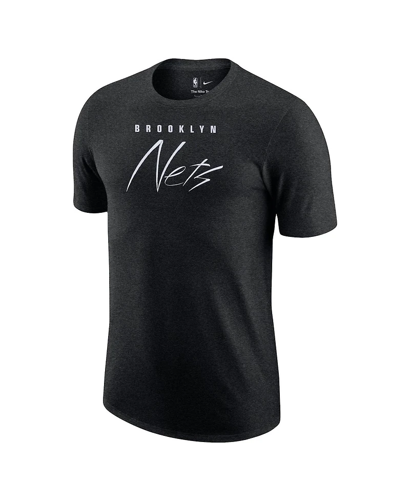 Men's Nike Heather Black Brooklyn Nets Courtside Versus Flight Max90 T-shirt