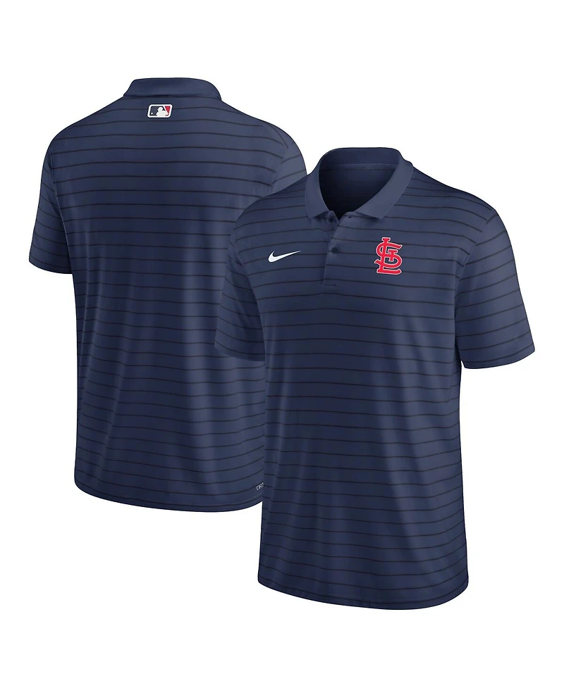 Men's Nike Navy St. Louis Cardinals Authentic Collection Victory Striped Performance Polo Shirt