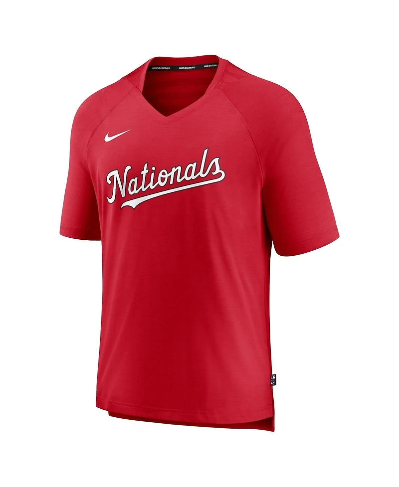 Men's Nike Red Washington Nationals Authentic Collection Pregame Raglan Performance V-Neck T-shirt