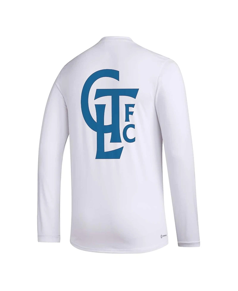 Men's adidas White Charlotte Fc Jersey Hook Aeroready Long Sleeve T-shirt