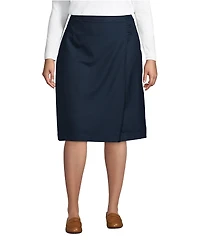 Lands' End Plus School Uniform Solid A-line Skirt Below the Knee