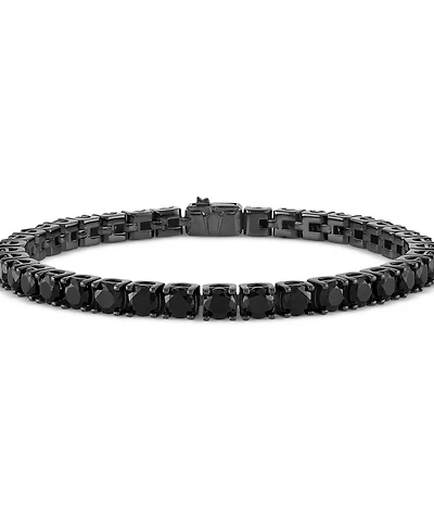 Bulova Men's Icon Black Spinel (1/10 ct. t.w.) Tennis Bracelet in Sterling Silver