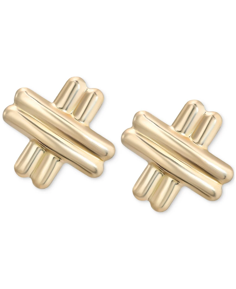 Double Row X Stud Earrings in 10k Gold
