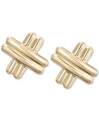 Double Row X Stud Earrings in 10k Gold