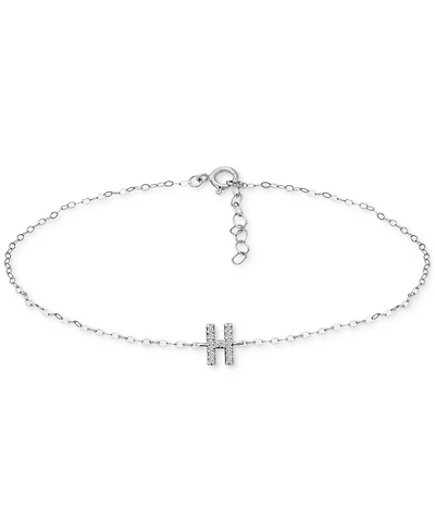 Giani Bernini Cubic Zirconia Initial Ankle Bracelet in Sterling Silver, Created for Macys