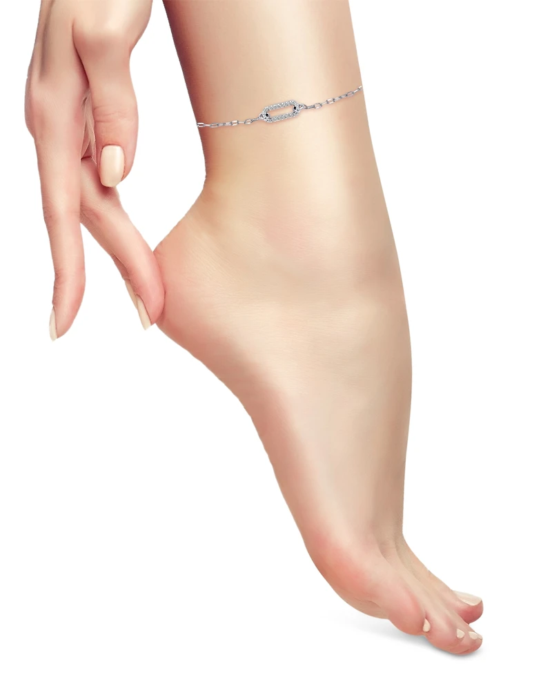 Giani Bernini Cubic Zirconia Pave Link Ankle Bracelet in Sterling Silver & 18k Gold-Plate, Created for Macy's