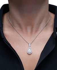 Diamond Pave Teardrop 18" Pendant Necklace (1 ct. t.w.) in 14k White Gold