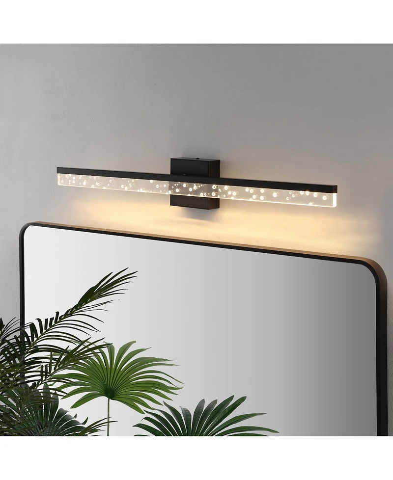 Ingres 30" 1-Light Modern Contemporary 360-Degree Rotatable Iron, Seeded Acrylic Integrated Led Vanity Light
