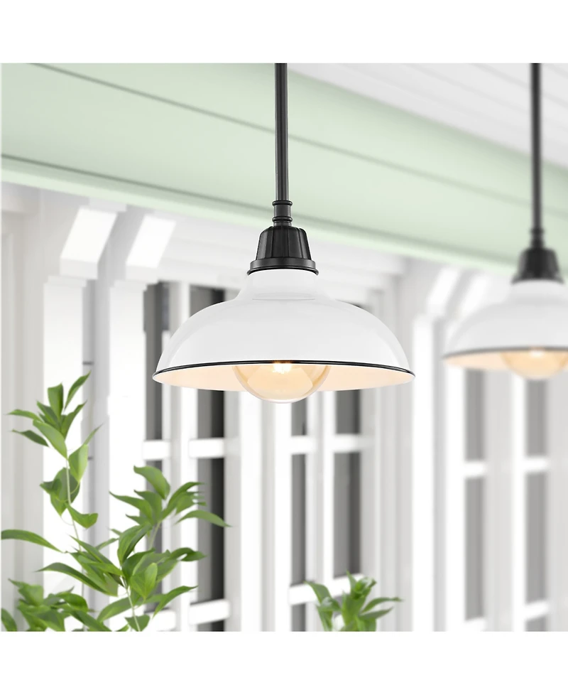 Jasper 12.25" 1-Light Farmhouse Industrial Indoor, Outdoor Iron Led Pendant