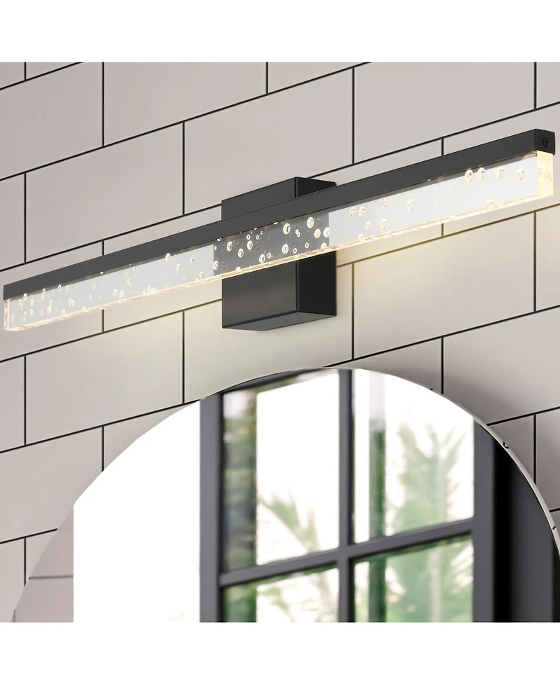 Ingres 30" 1-Light Modern Contemporary 360-Degree Rotatable Iron, Seeded Acrylic Integrated Led Vanity Light