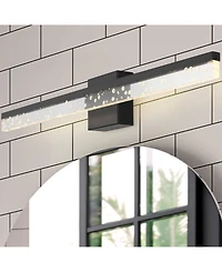 Ingres 30" 1-Light Modern Contemporary 360-Degree Rotatable Iron, Seeded Acrylic Integrated Led Vanity Light