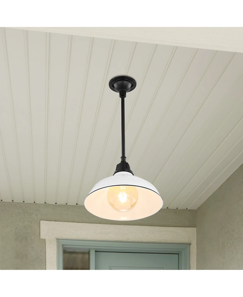 Jasper 12.25" 1-Light Farmhouse Industrial Indoor, Outdoor Iron Led Pendant