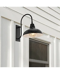 Stanley 12.25" 1-Light Farmhouse Industrial Indoor, Outdoor Iron Led Gooseneck Arm Sconce
