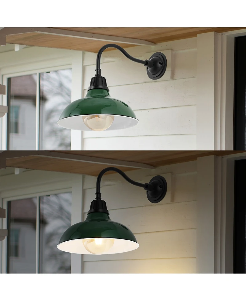 Aurora 12.25" 1-Light Farmhouse Industrial Indoor, Outdoor Iron Led Gooseneck Arm Sconce