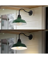 Aurora 12.25" 1-Light Farmhouse Industrial Indoor, Outdoor Iron Led Gooseneck Arm Sconce