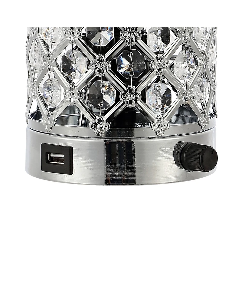 Lucie 9.5" Mid-Century Modern Iron, Acrylic Led Mini Uplight Table Lamp with Usb Charging Port and Smart Bulb