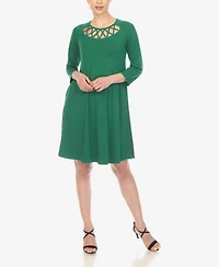 White Mark Women's Criss Cross Neckline Midi Dress