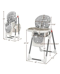 Costway Toddler Folding High Chair Dining Chair w/ 6-Level Height Adjustment