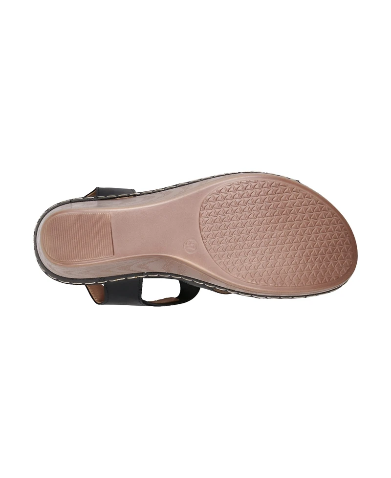 Gc Shoes Women's Beck Flower Detail Wedge Sandals