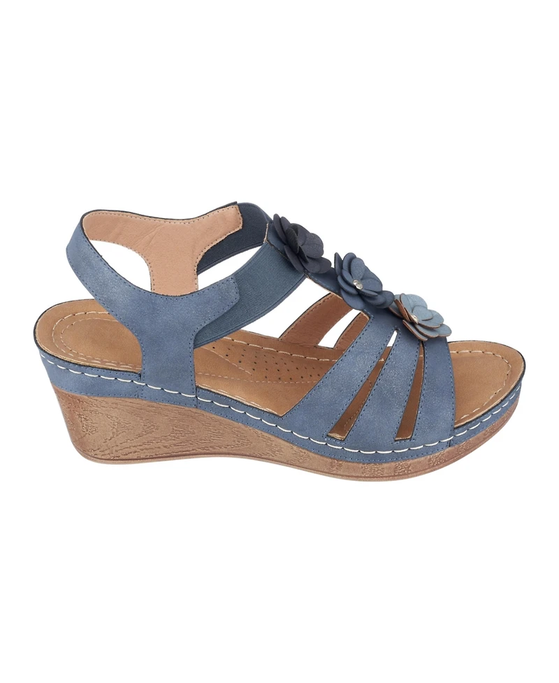 Gc Shoes Women's Beck Flower Detail Wedge Sandals
