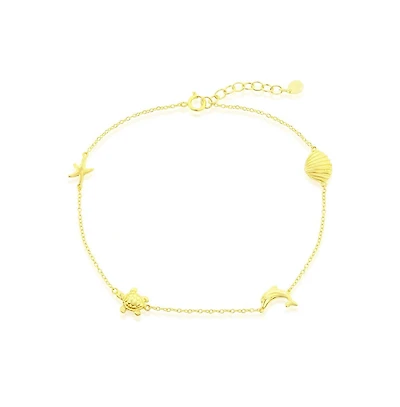 Simona Sterling Silver Sea Life Anklet