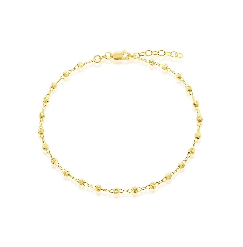 Simona Sterling Silver Diamond Cut Beaded Anklet