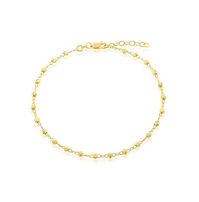 Simona Sterling Silver Diamond Cut Beaded Anklet