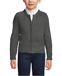 Lands' End Girls School Uniform Cotton Modal Zip Front Cardigan Sweater