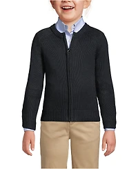 Lands' End Girls School Uniform Cotton Modal Zip Front Cardigan Sweater