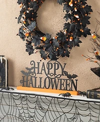 Glitzhome 18" L Halloween Wood Metal "Happy Halloween" Table Decor