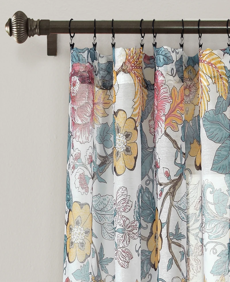 Lush Decor Sydney Sheer Window Curtain Panels Pair 52"W x 84"L - Floral Bedroom Curtains - Sheer Curtains for Living Room - Drapes