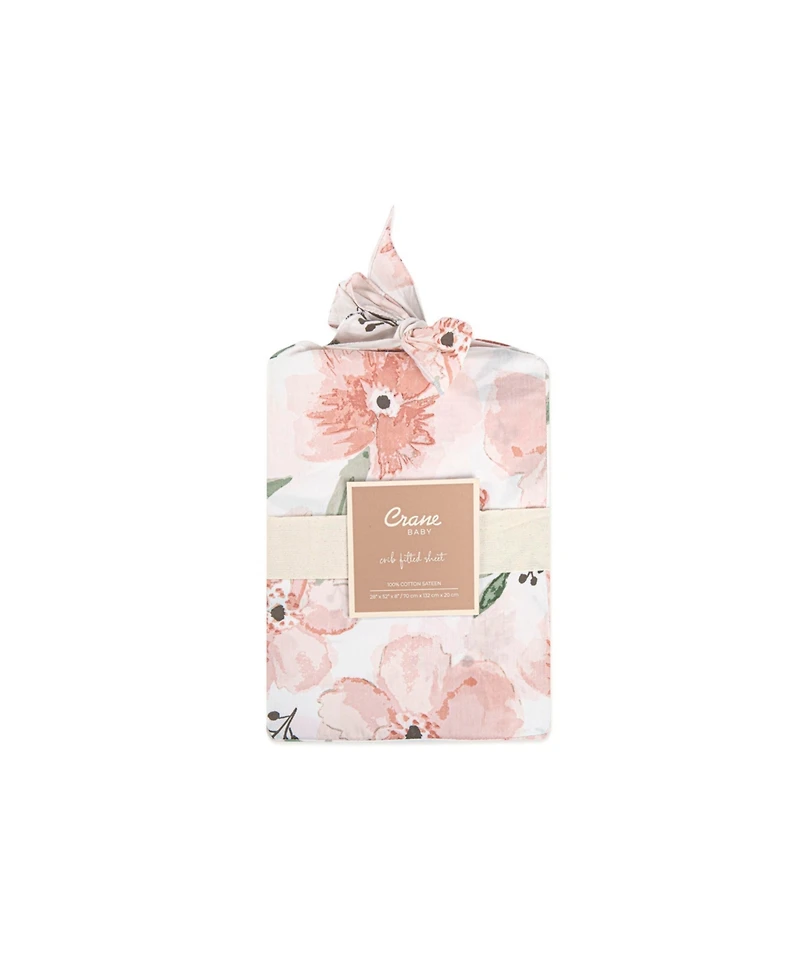 Crane Baby Baby Girls Parker Cotton Floral Crib Sheet