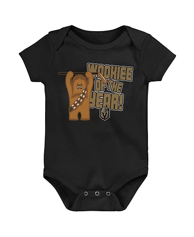 Infant Boys and Girls Black Vegas Golden Knights Star Wars Wookie of the Year Bodysuit