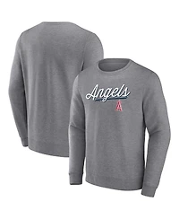 Men's Fanatics Heather Gray Los Angeles Angels Simplicity Pullover Sweatshirt